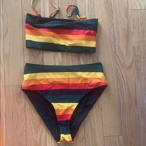 NWT Striped reversible bandeau bikini